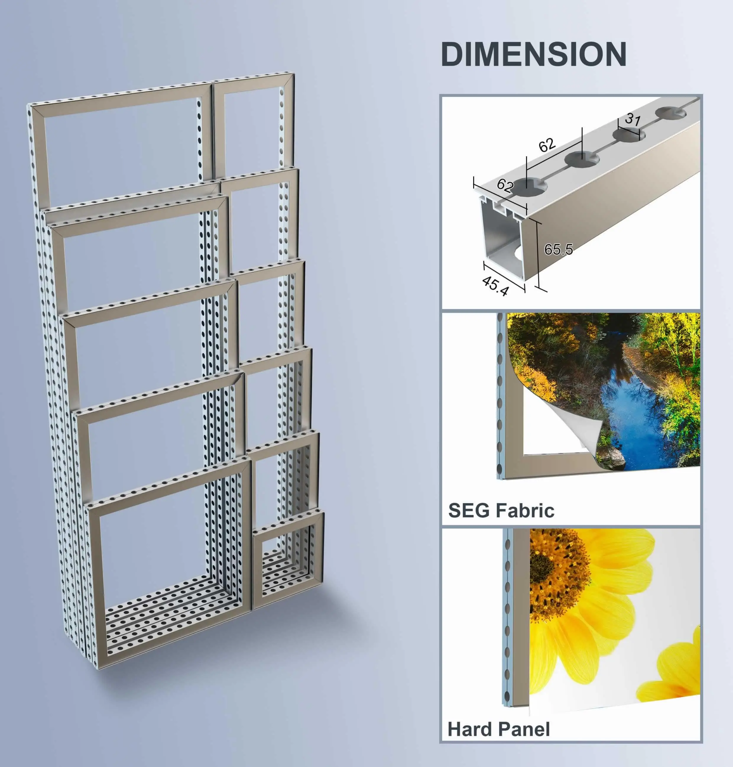 LTFS62-992X2418 Fast System 62mm welded rectangular frames with big holes