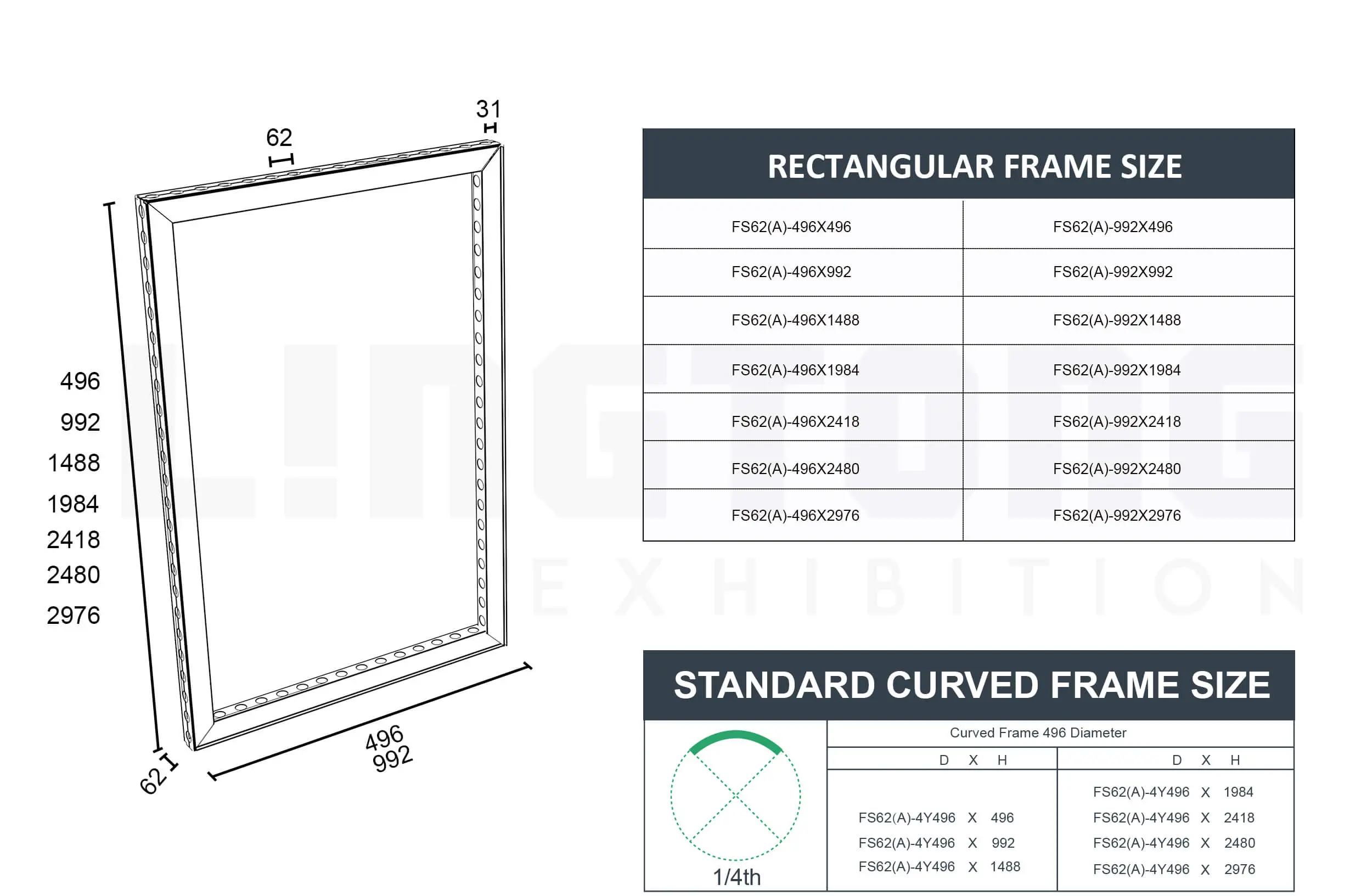 LTFS62-496X496 Fast Wall System - Fast System - welded corner rectangular frames 62mm