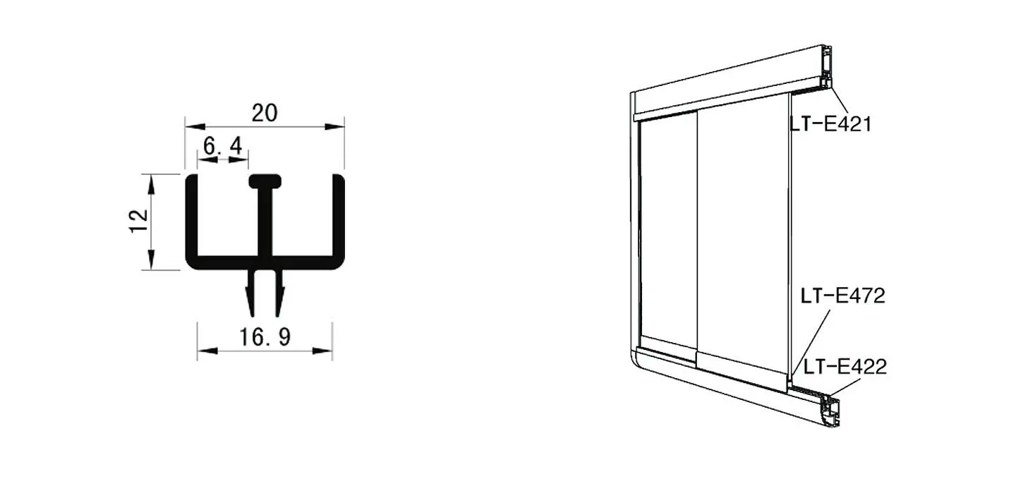 LT-E421 Upper Track for Sliding Door