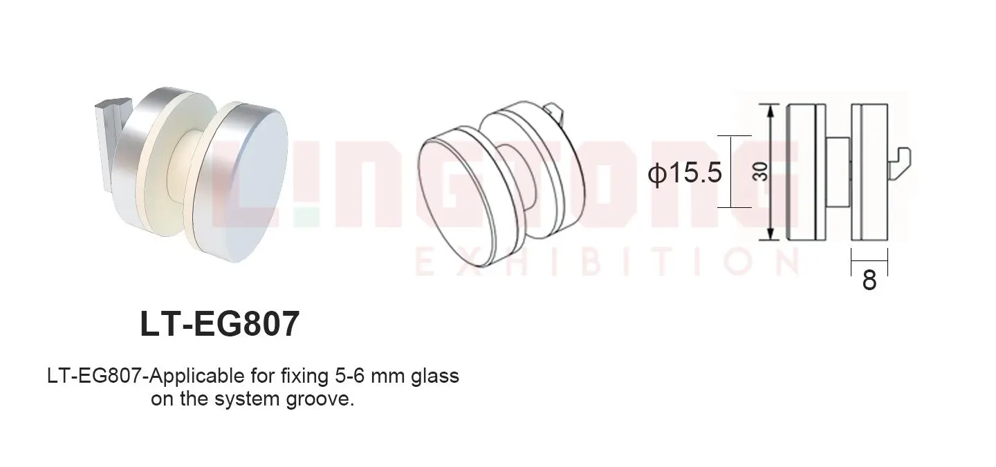 LT-EG807 Glass/Panel Retainer Acrylic Holder For Exhibition Backdrop Wall