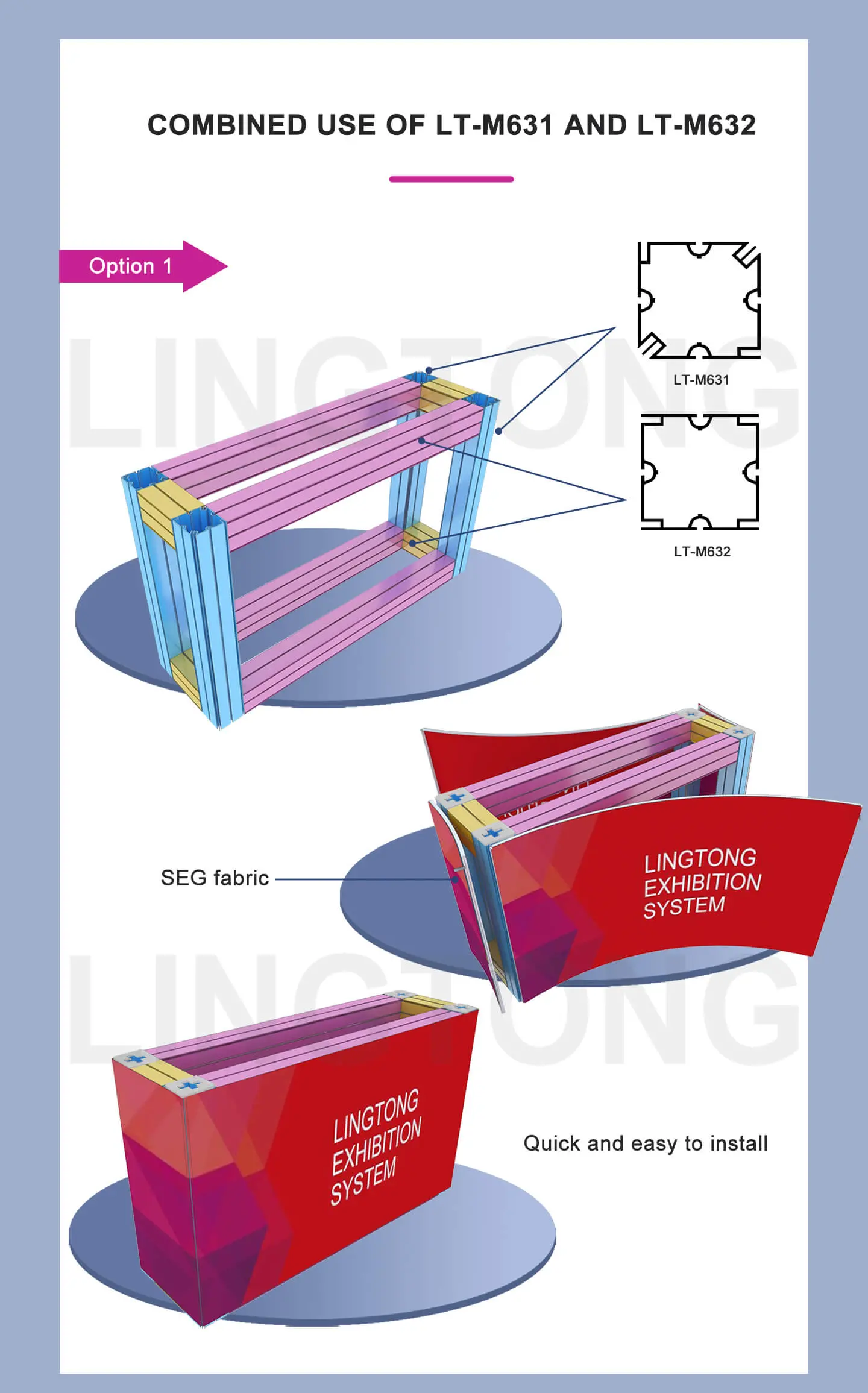 LT-M632 80X80mm Square Extrusion with 4 gasket grooves for SEG fabric