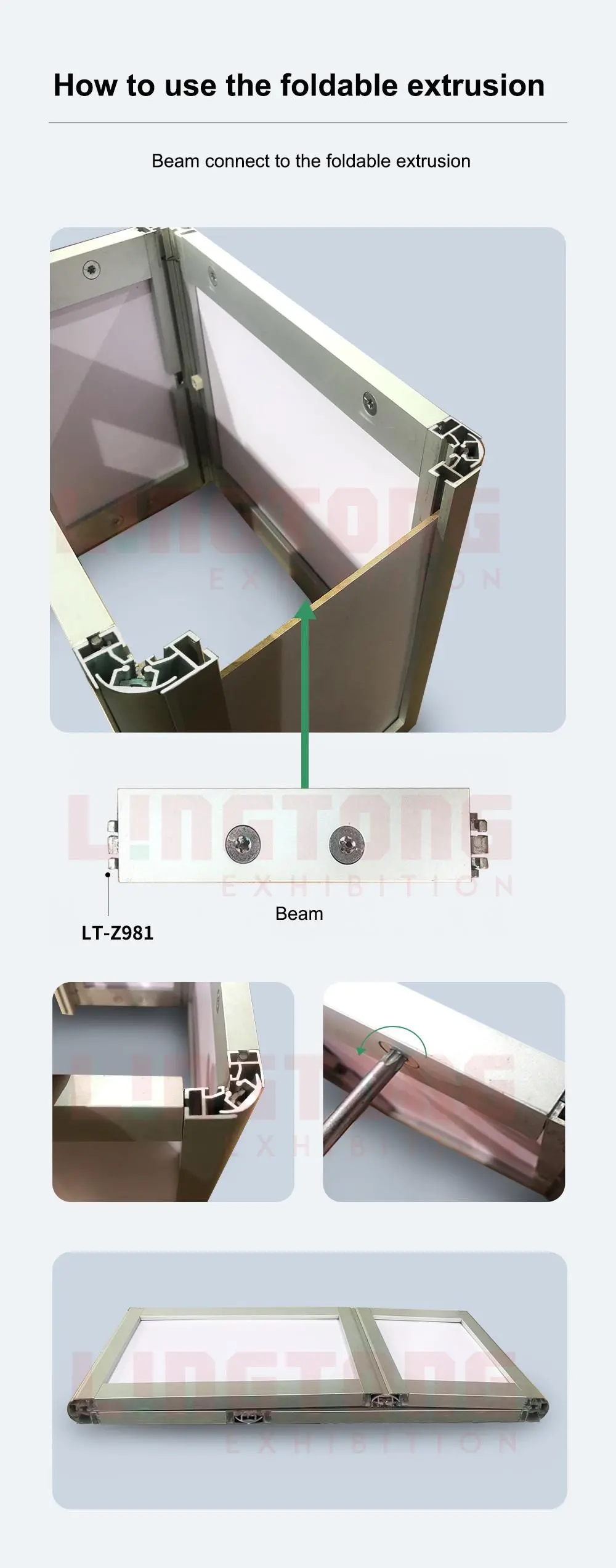 LT-ZX01-01 LT-ZX01-02 Foldable Extrusion for Folding Counter or Folding Desk or Folding Cabinet