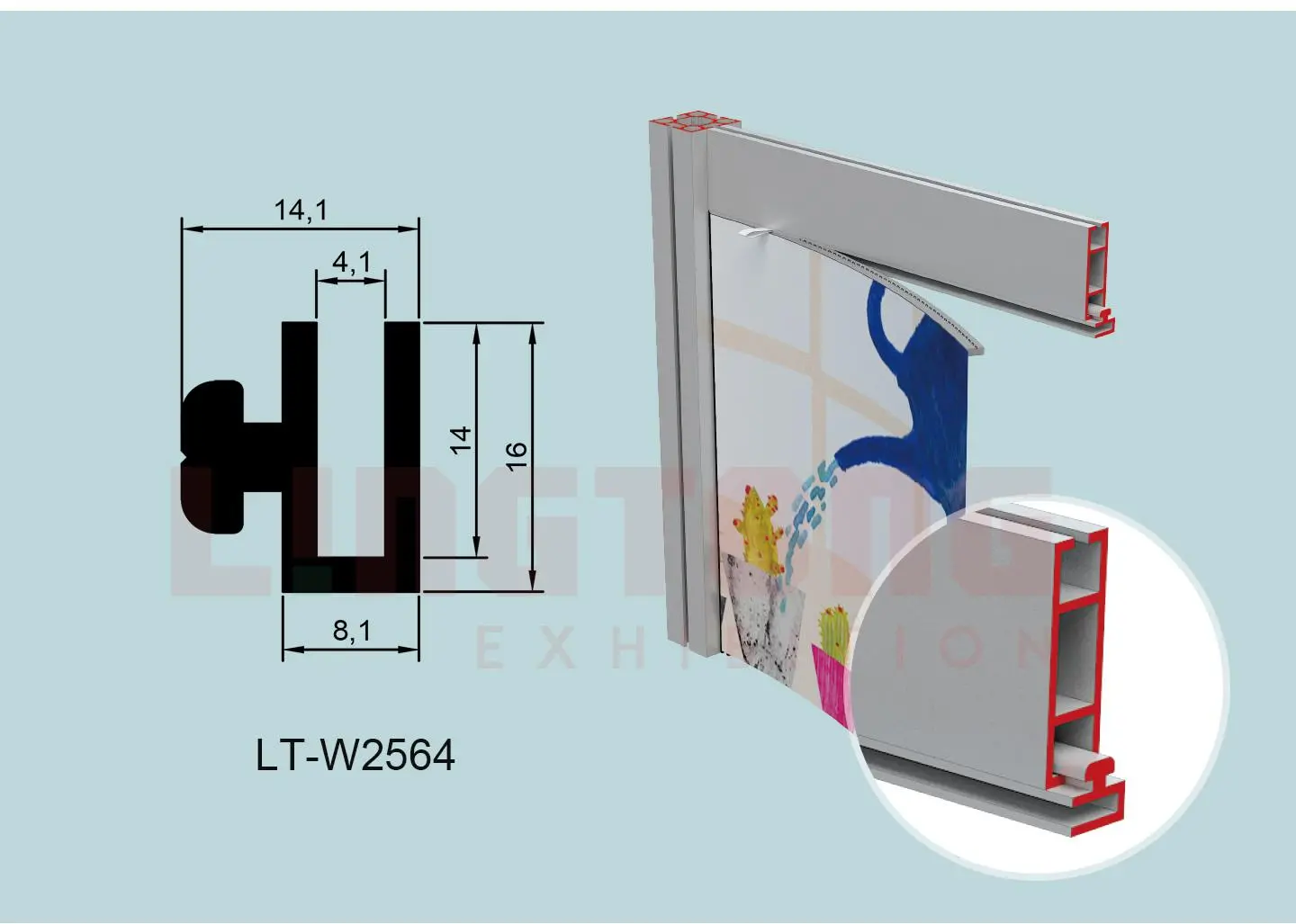 LT-W2564 Connection Extrusion for Fixing SEG Fabric