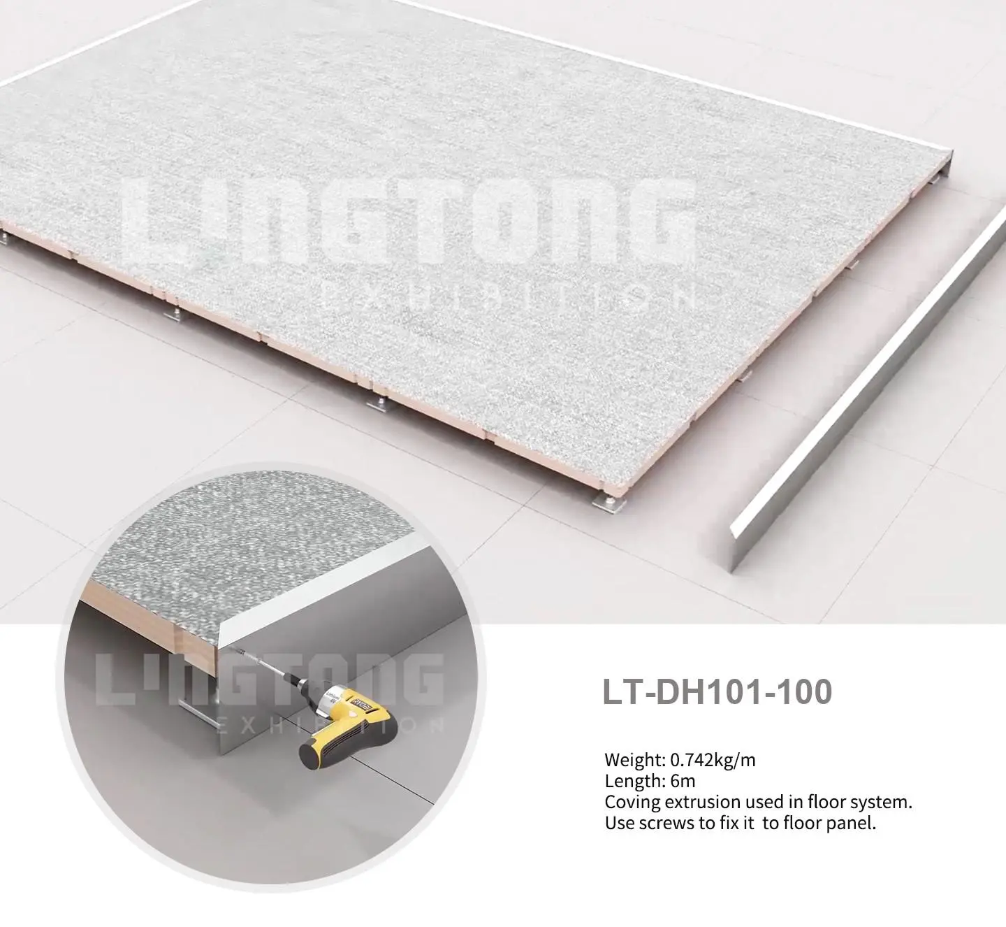 LT-DH101-100 Floor Covering Extrusion For Adjustable Rised Foot Floor System