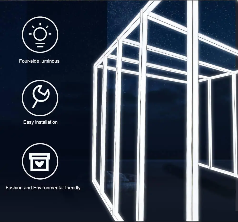 LT-DG930 80mm Square Extrusion four sides open with Led Strips on Four Sides
