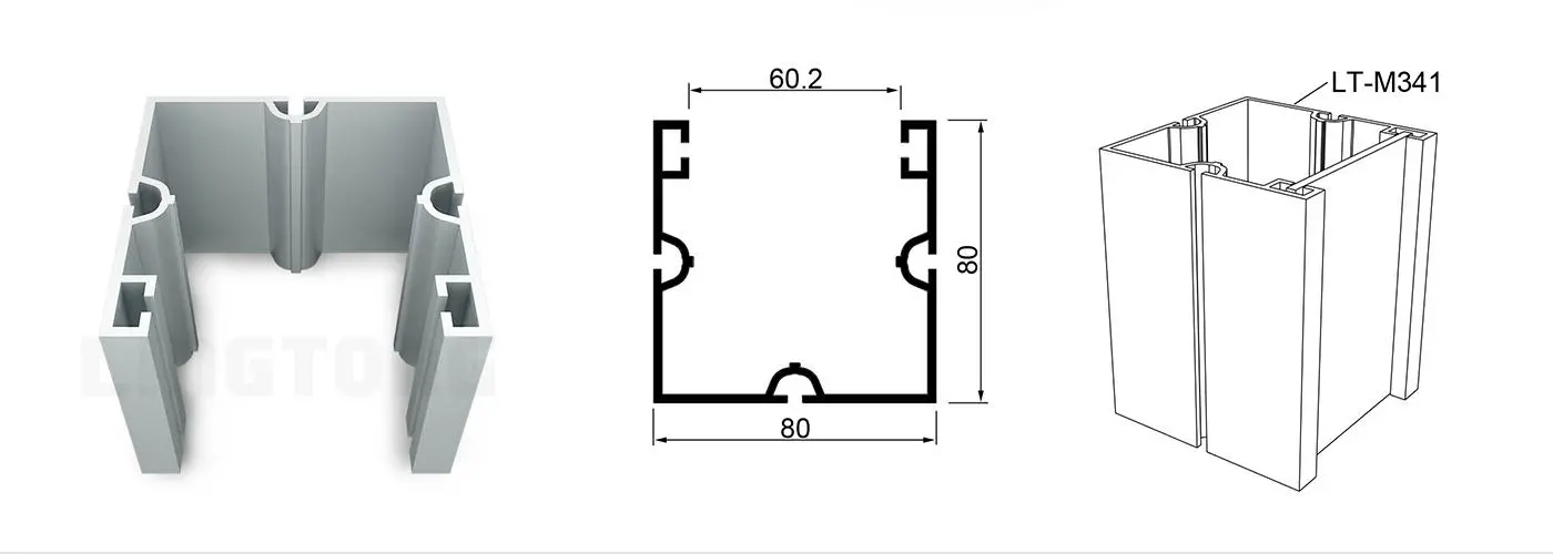 LT-M341 Open Square Extrusion/80mm For Modular Trade Show Booth