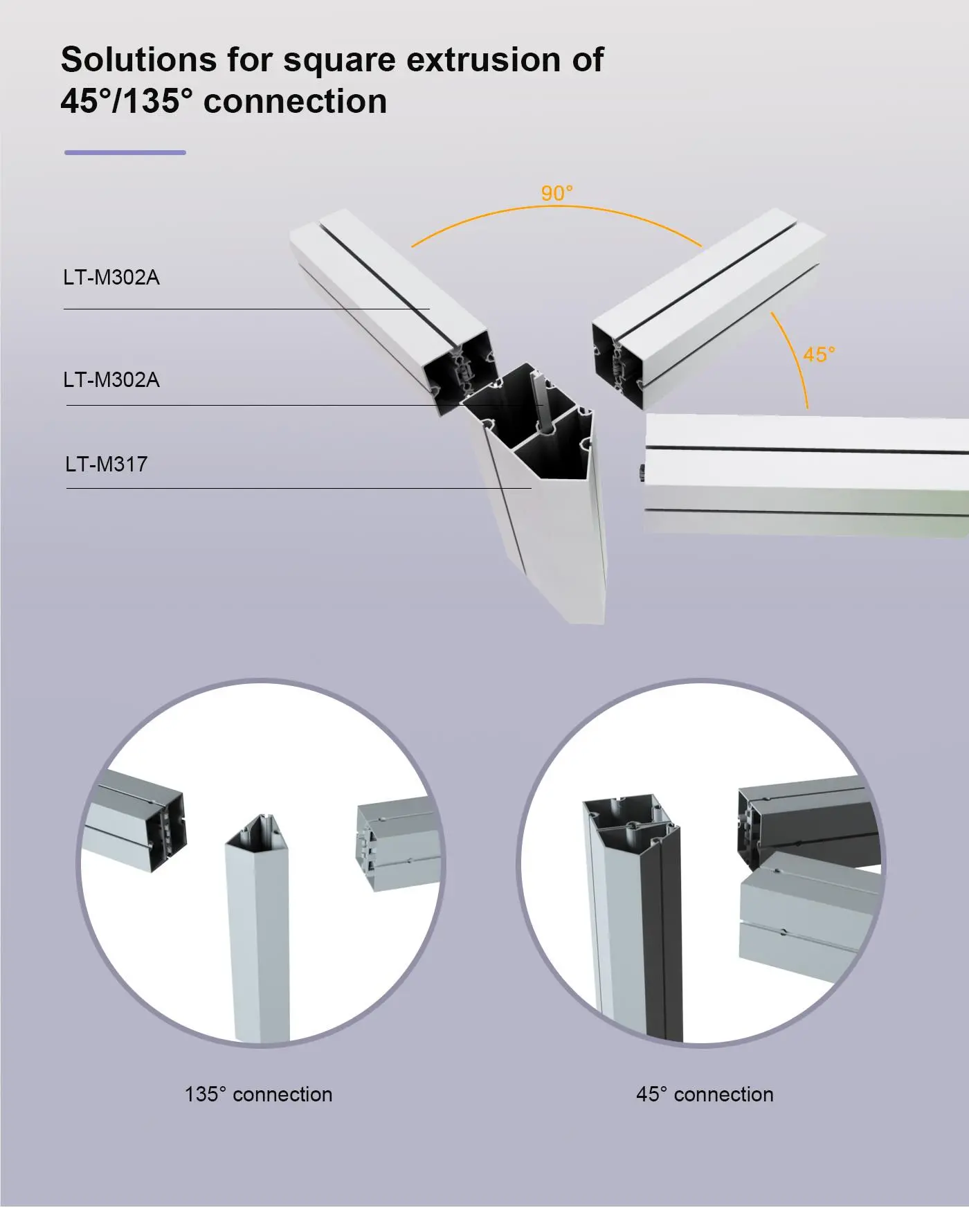 LT-M317 Connecting Extrusion 45°/80mm For Custom Booth