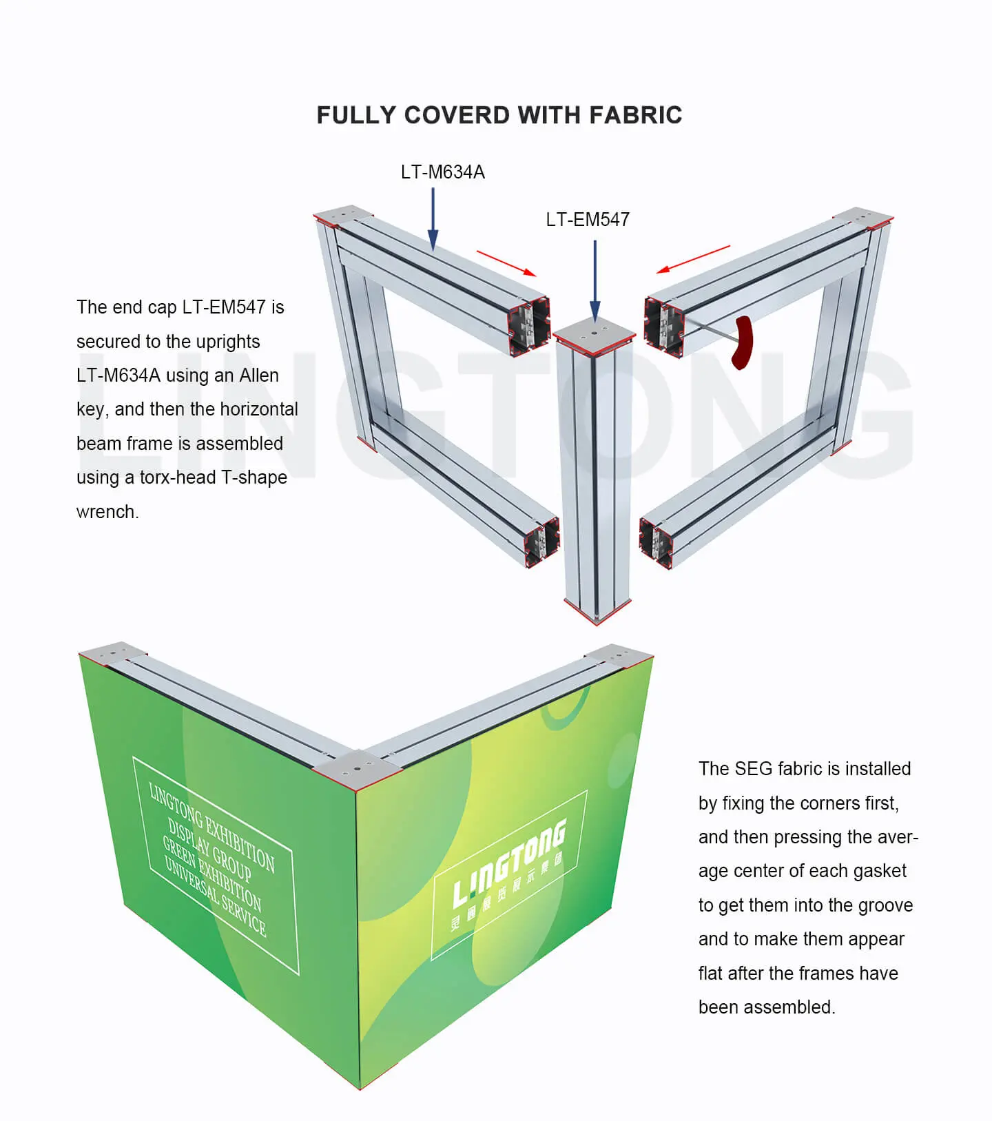LT-M634A 80X80mm Square Extrusion with 8 gasket grooves for SEG fabric