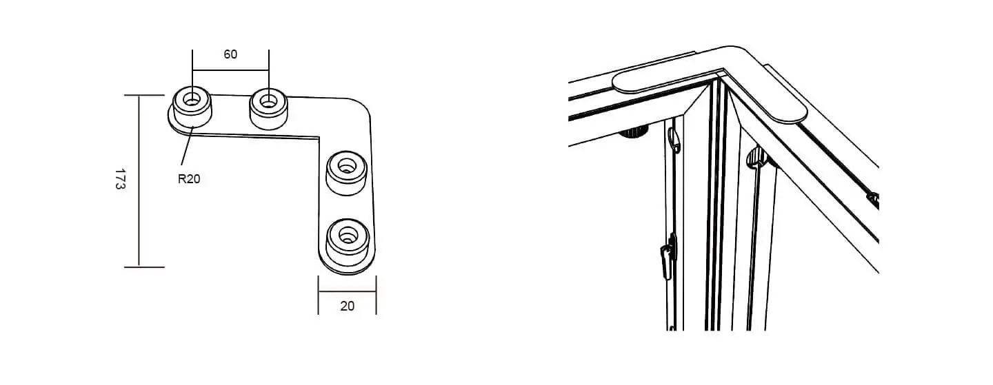 LT-LTFS-22 L Shape Flat connector Toolless Connector for Fast Wall System