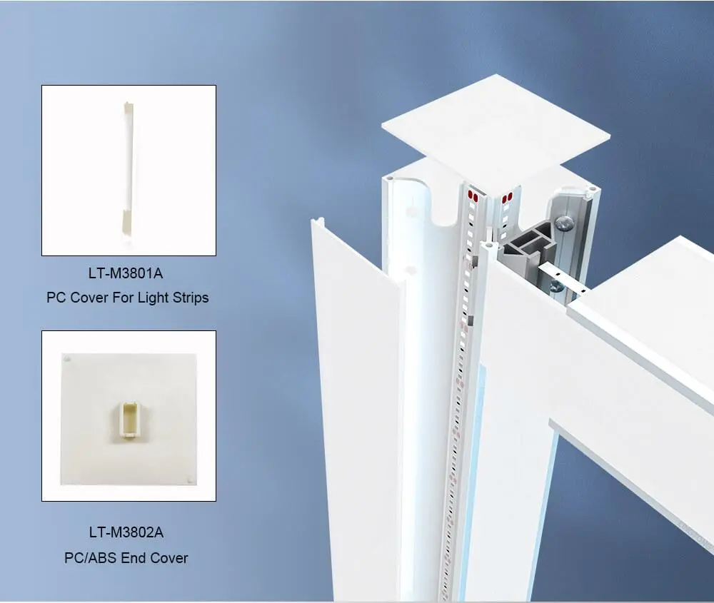 LT-DG930 80mm Square Extrusion four sides open with Led Strips on Four Sides