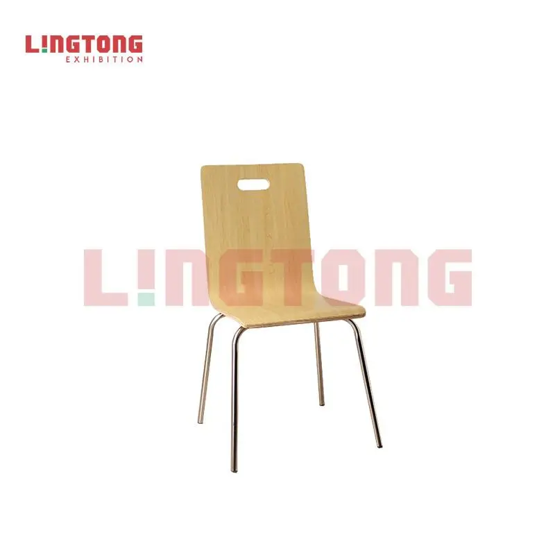 LT-ZET-09H Chrome Plated Steel Tube Frame Stackable Chair with Plywood Seat and Back with Basswood V