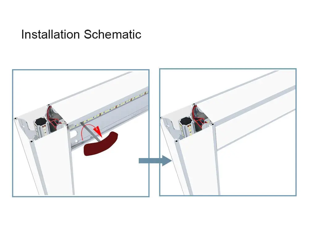 LT-DG930A 80mm Square Extrusion four sides open with Led Strips on Four Sides