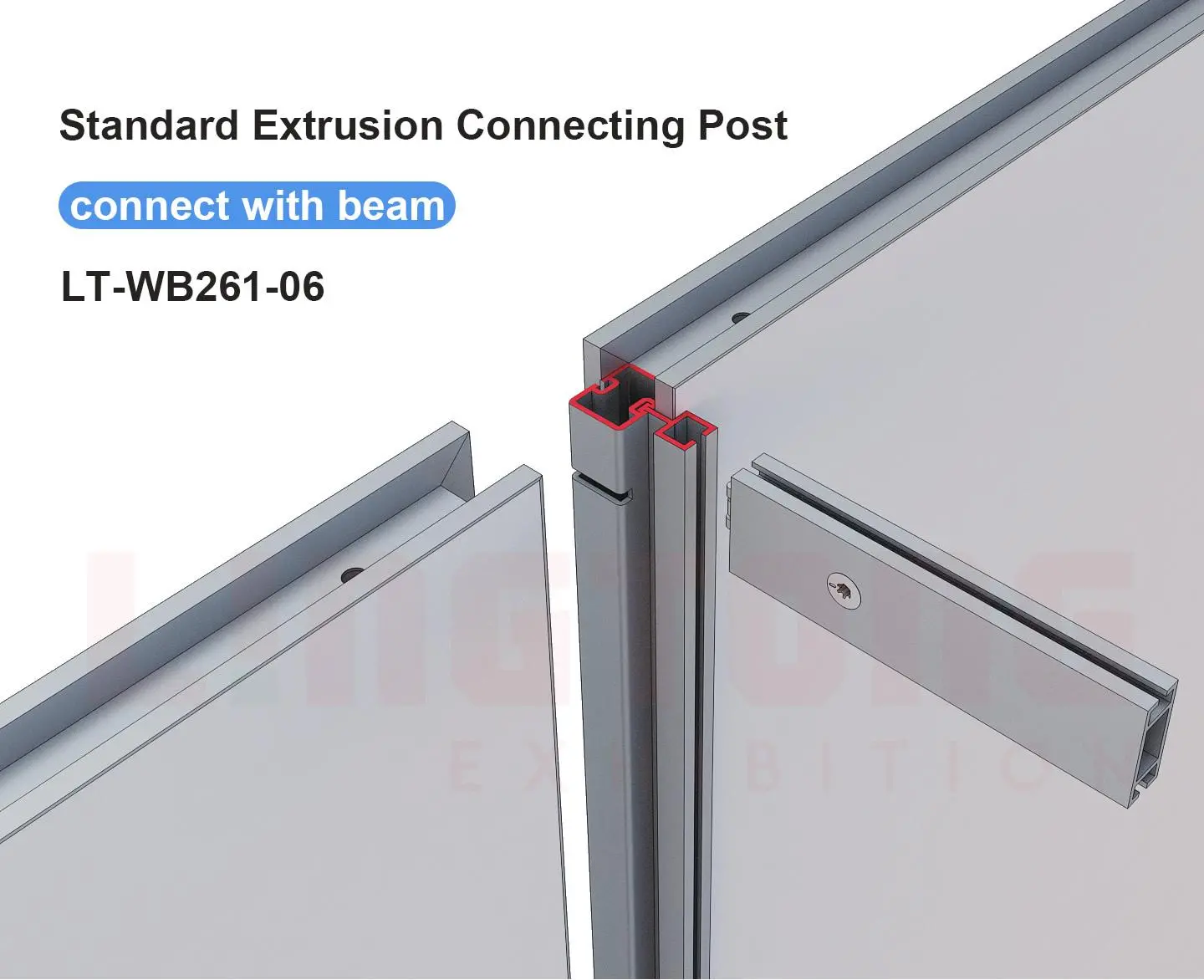 LT-WB261-06 Standard Extrusion Connecting Post For 4.3mm Groove Profile