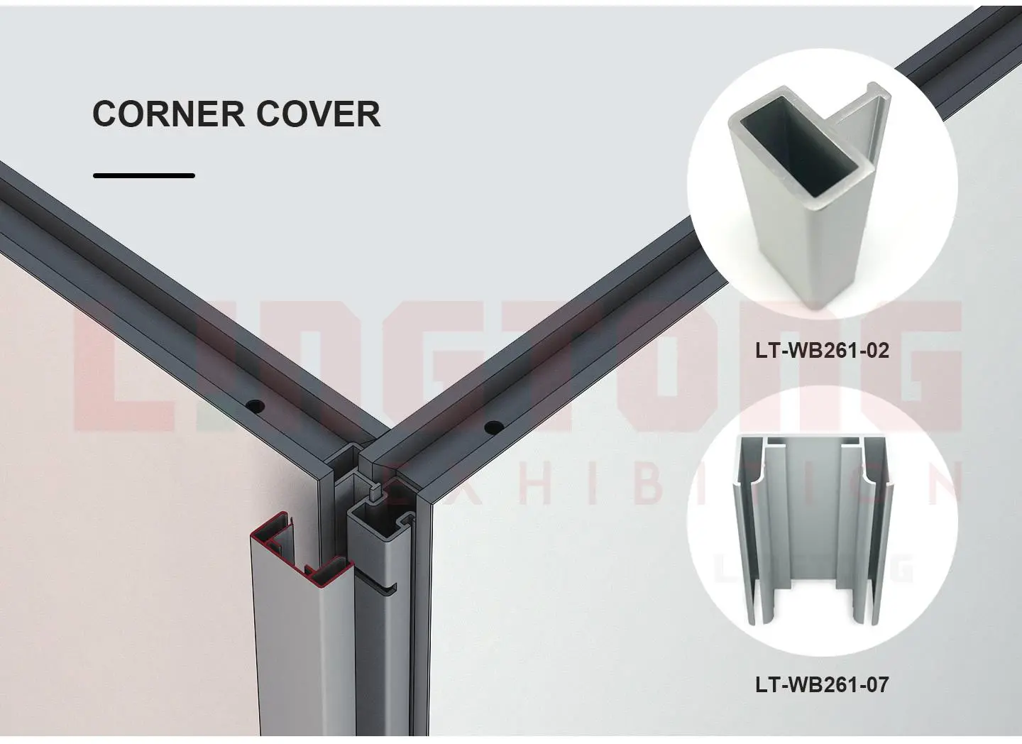 LT-WB261-02 Connecting Post For 90 Degree Corner For 40mm Exhibition Wall