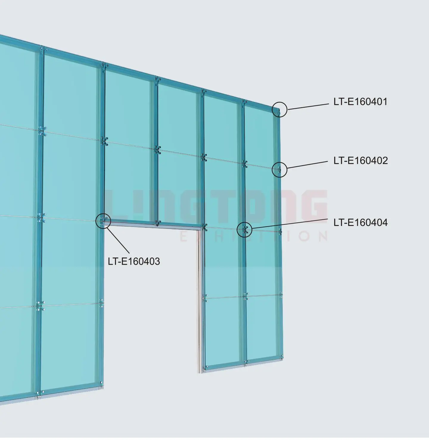 LT-E160402 Glass/Panel Retainer For Acrylic Panel Wall
