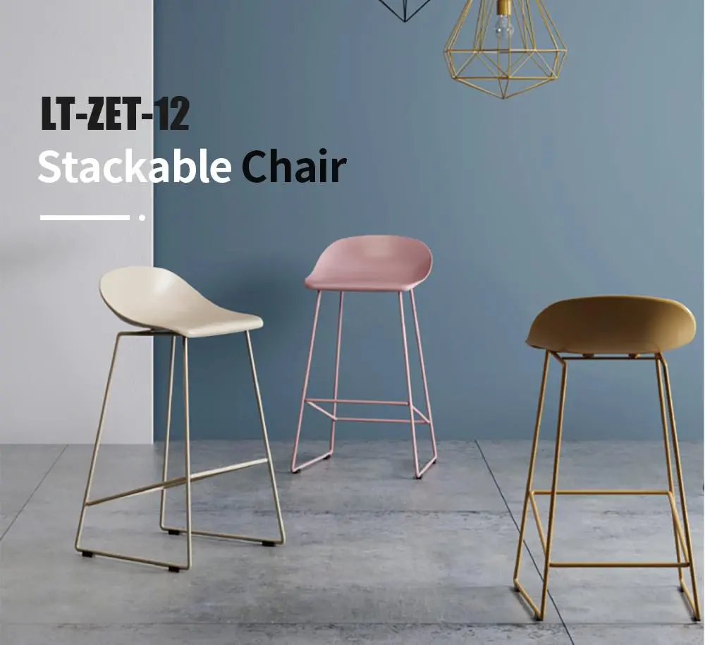 LT-ZET-12 Powder-Coated Solid Steel Frame Barstool with PP Seat