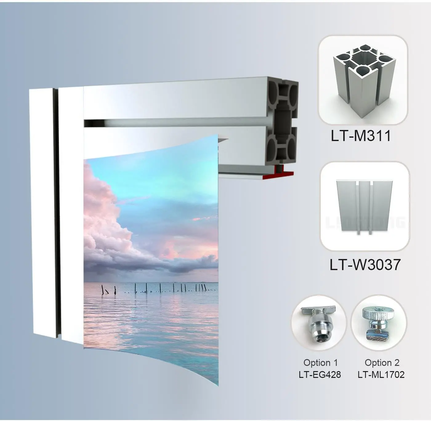 LT-W3037 Fabric Frame Extrusion/40mm for Fixing the SEG Fabric